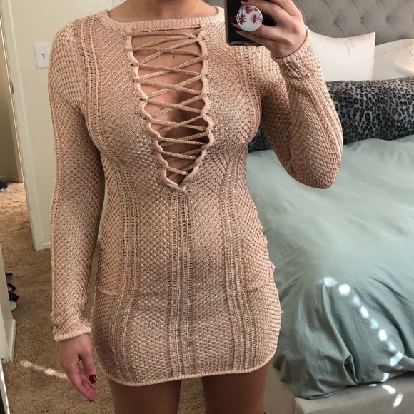 rose gold sweater dress